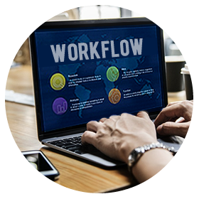 Laptop with workflow display